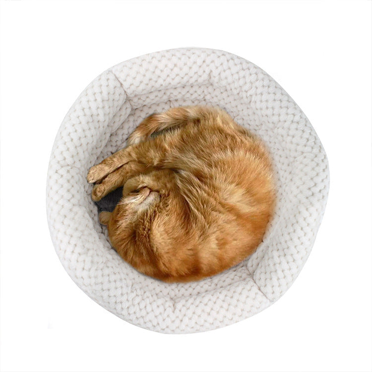 Transform Your Pet's Sleep with the Semi-closed Round Ice Velvet Pet Bed