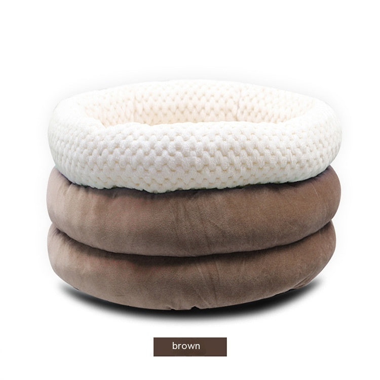 Semi-closed Round Ice Velvet Pet Bed