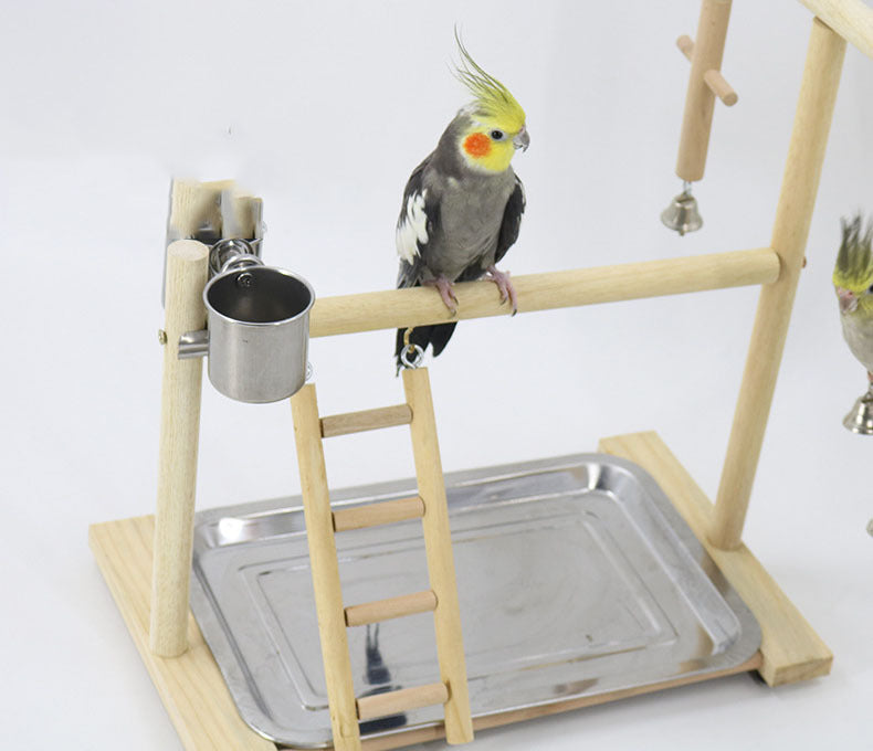 Solid Wood Parrot Bird Training Stand Toy
