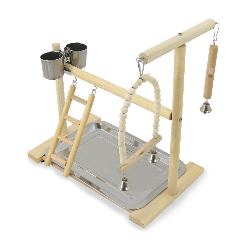 Solid Wood Parrot Bird Training Stand Toy
