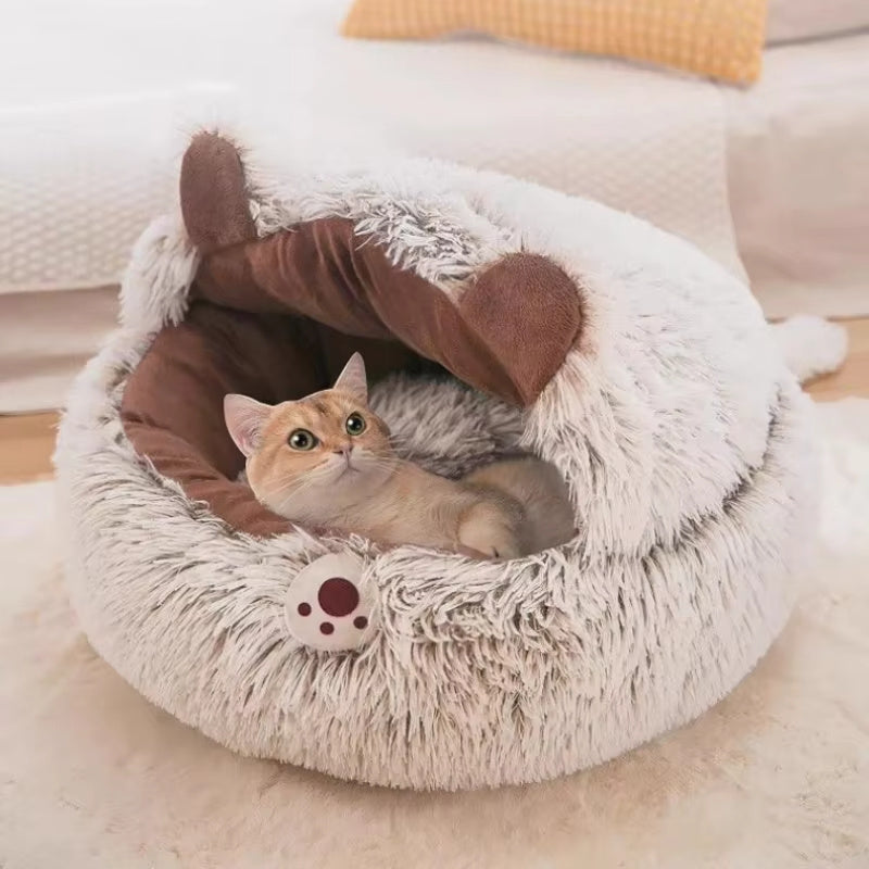 Winter New Long Plush Pet Cat Bed