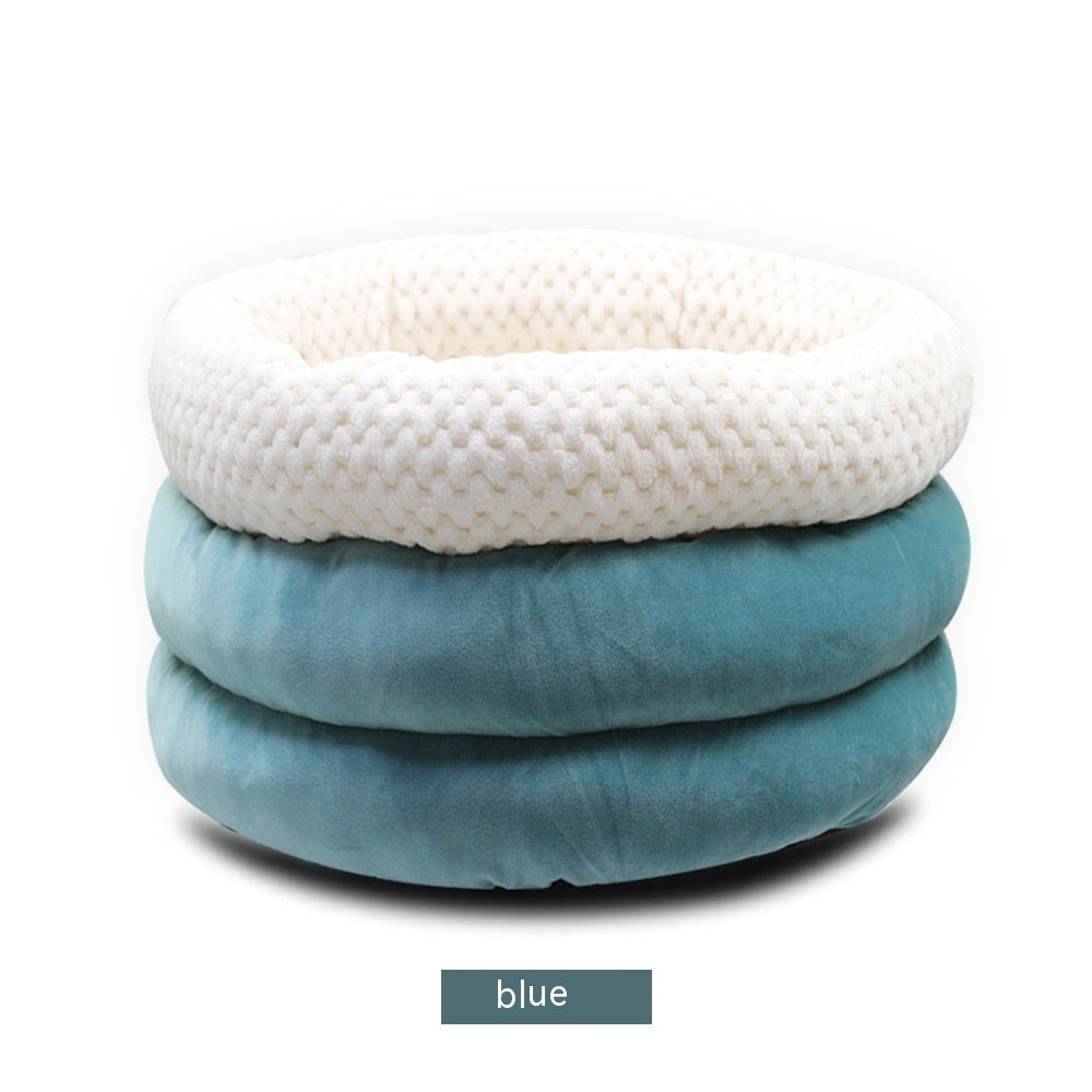 Semi-closed Round Ice Velvet Pet Bed