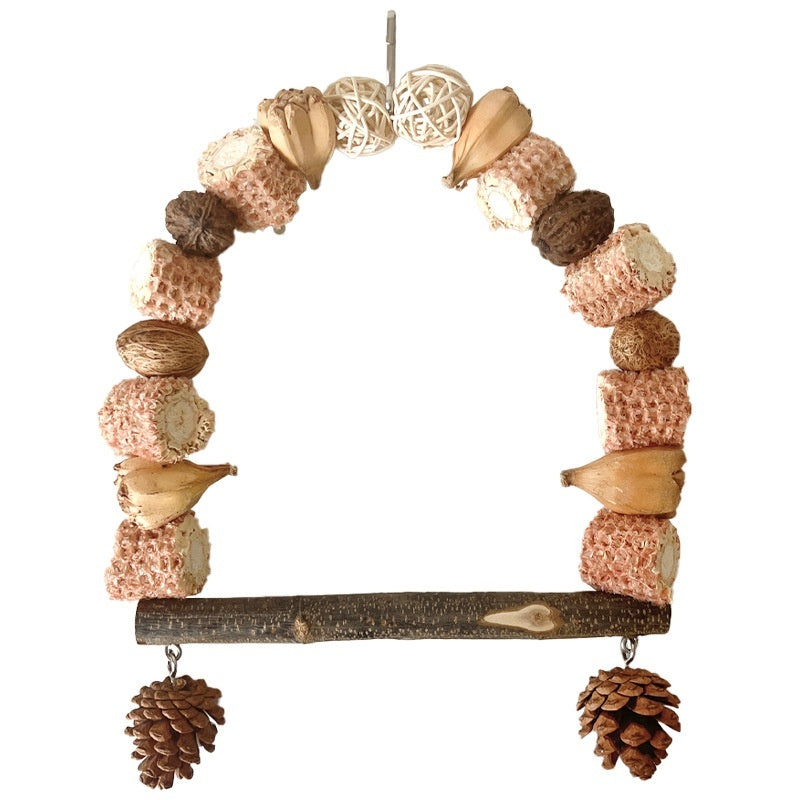 Wooden Parrot Swing Bird Stand Toys