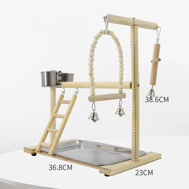 Solid Wood Parrot Bird Training Stand Toy