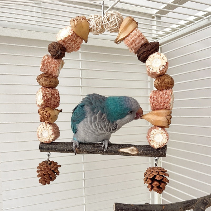 Wooden Parrot Swing Bird Stand Toys