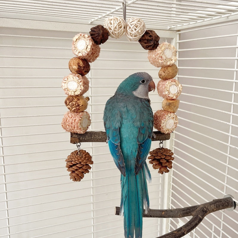 Wooden Parrot Swing Bird Stand Toys