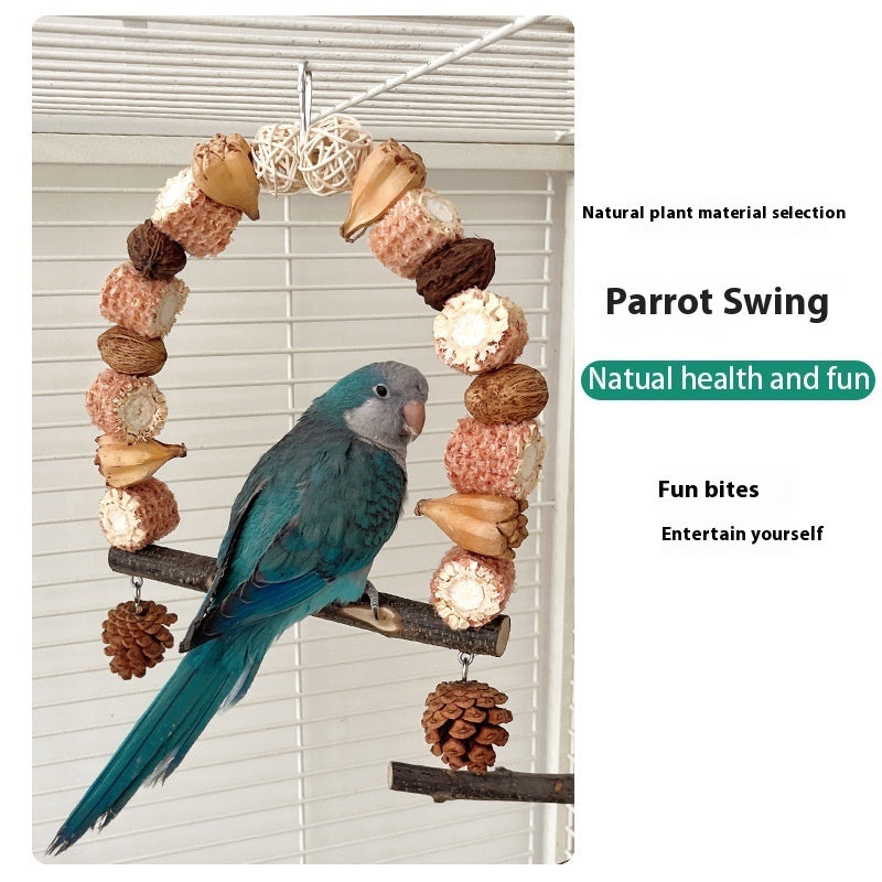 Wooden Parrot Swing Bird Stand Toys