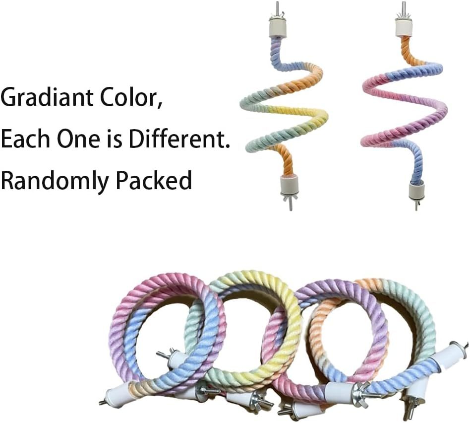 Gradient Colorful Bird Rope Perch Toy