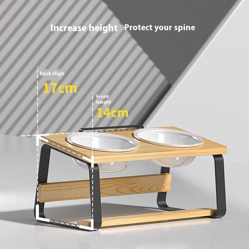 Ceramic Double Bowl Pet Water Feeding Bowl