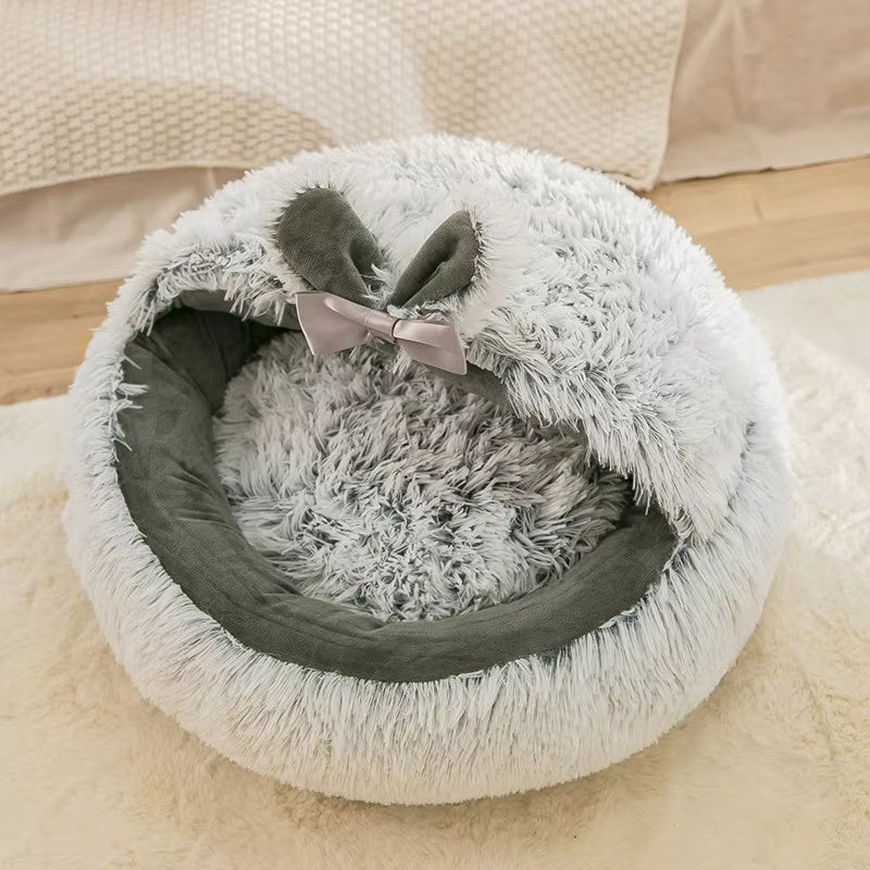 Winter New Long Plush Pet Cat Bed