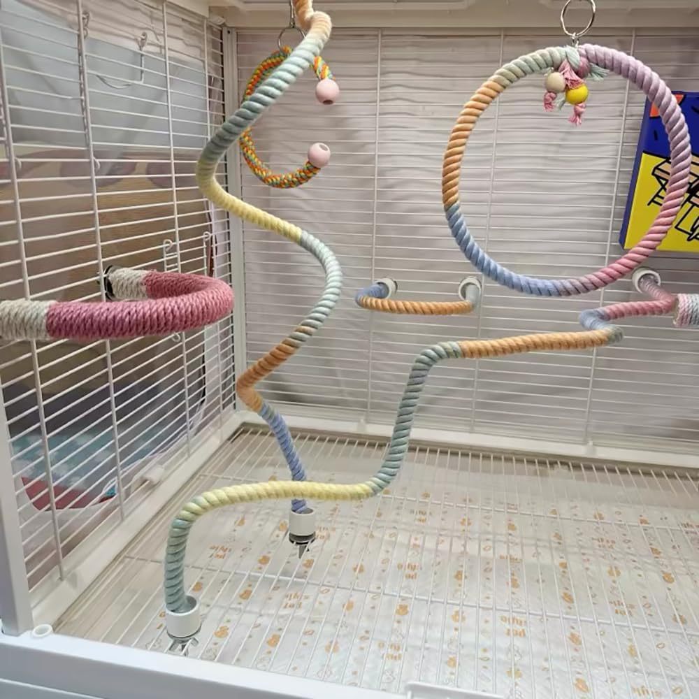 Gradient Colorful Bird Rope Perch Stand