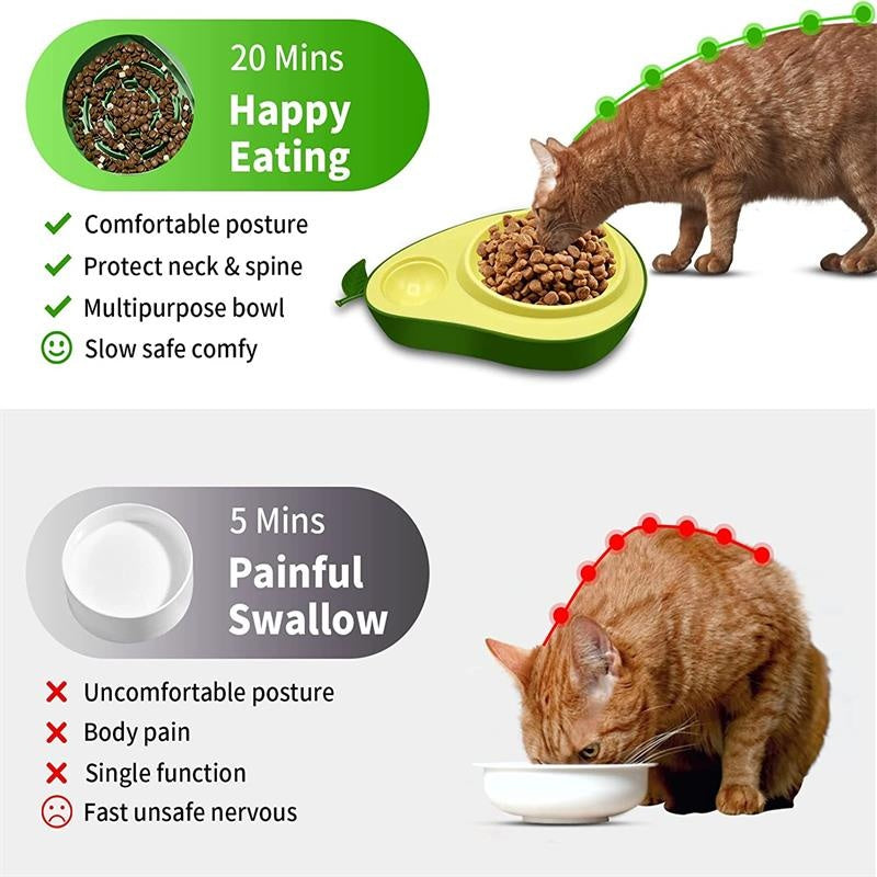 Pet Feeder Avocado Shape Feeding Bowl