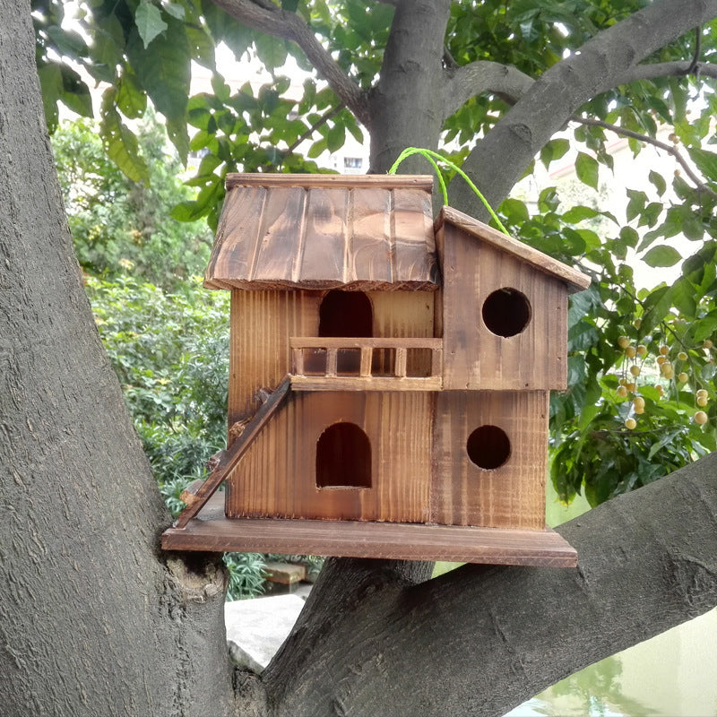Hanging Wooden Bird Feeder