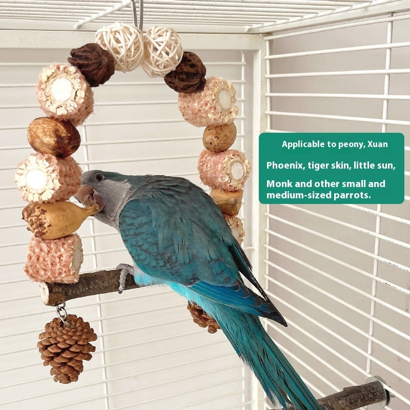 Wooden Parrot Swing Bird Stand Toys
