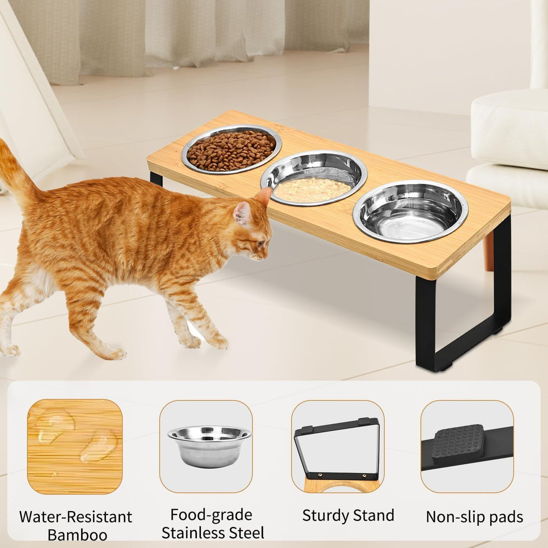Log Pet Feeding Bowl Rack