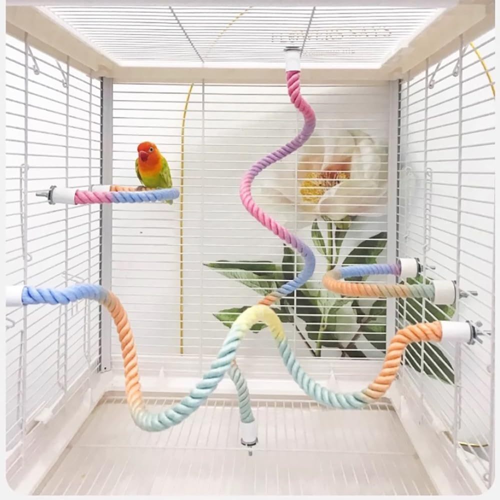 Gradient Colorful Bird Rope Perch Toy