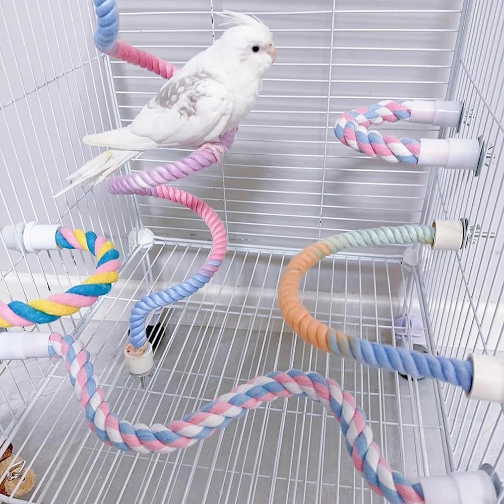 Gradient Colorful Bird Rope Perch Toy