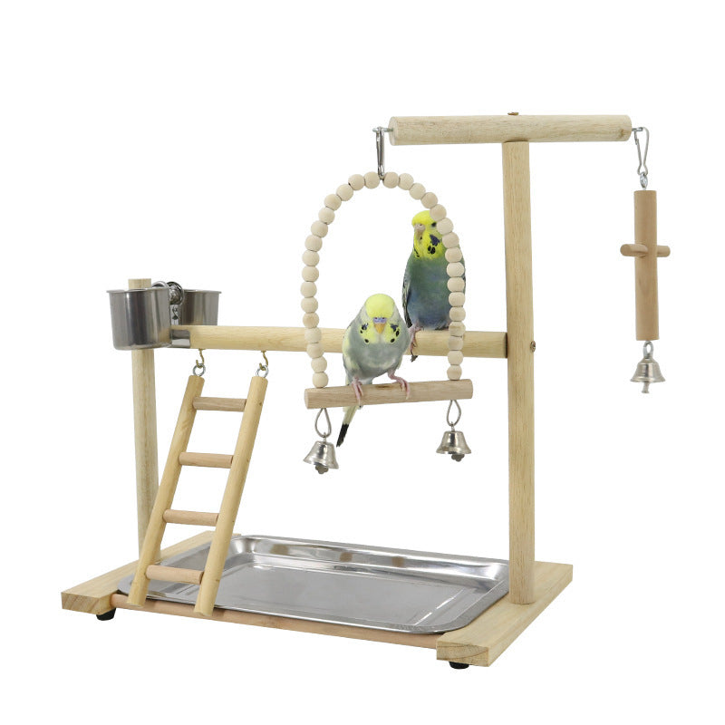 Solid Wood Parrot Bird Training Stand Toy